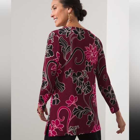 Plus Size Chico’s Print Keyhole Top size 4 - Picture 3 of 12